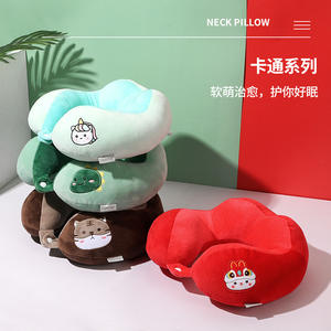 Oreiller de voyage en forme de U Flying Bear, design dinosaure vert, portable, pour adultes, en polyester - Product Image 4