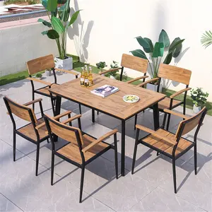Mobilier d'extérieur style américain table de banquet en plastique et bois table en plastique vente en gros table KD