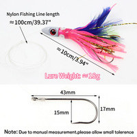 Leurre en plastique pour pêche en eau salée, type jupe de calamar, avec tête plombée 5.1''/18g, plume et hameçon pré-montés avec ligne, pour la pêche à la traîne et la pêche aux poulpes