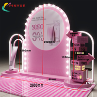 Maßgefertigter Rosa Beauty Pop-Up Wagen mit LED-Beleuchtung Mobiler Verkaufsstand für Hautpflege & Kosmetik Marken-Werbung