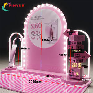 Kiosque mobile rose personnalisé avec éclairage <span class=keywords><strong>LED</strong></span> pour la promotion d'événements de marques de soins de la peau et de cosmétiques - Product Image 5