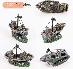 Oxigen Navire Pirate Cassé Grand Artcreativity Navires Navire De Pêche Cultures Bateaux Avec Aquarium <span class=keywords><strong>Bateau</strong></span> Pour Fish Tank Décoration - Product Image 4