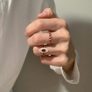 Anello di Lusso in Zircone <span class=keywords><strong>Rosso</strong></span> <span class=keywords><strong>Vino</strong></span> per Donne, Design Unico, Versatile, Anello Aperto - Product Image 2