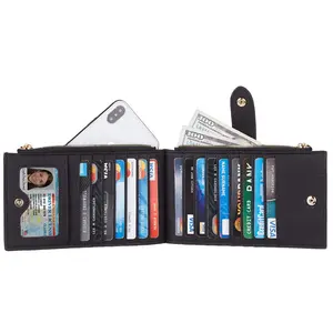Echtes Leder RFID Sperrung Bifold Multi Karte Fall Frauen Damen Brieftasche mit Zipper Tasche