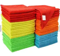 Housewares Microfibre Cloths of Pack of 10 in 40 x 40cm - Pink, Blue, Yellow, Green, Red
