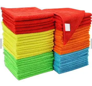 40x40cm 200gsm में पैक 10 Housewares Microfibre कपड़ा तौलिया गुलाबी नीले पीले हरे लाल सफाई Microfiber कपड़ा में बक