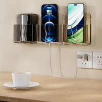 Support mural en acrylique le moins cher pour téléphone, sans perçage, rangement de chevet pour télécommande de téléviseur et de climatiseur