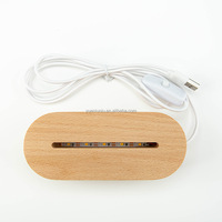 Vente en gros de lampe de nuit en bois Base de lampe en bois pour la décoration intérieure avec batterie USB