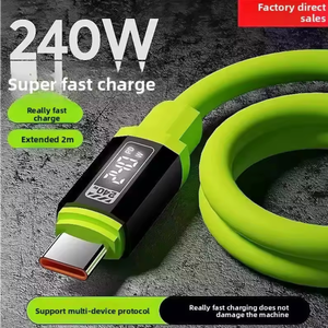 240W Digital Display Super <b>Fast</b> <b>Charging</b> <b>Type</b>-<b>C</b> Nylon Data <b>Cable</b> 6A Fully Compatible <b>Fast</b> <b>Charging</b> - Product Image 4