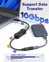 Câble d'alimentation USB-C mâle vers femelle avec interrupteur marche/arrêt, rallonge USB pour téléphones, tablettes, petites lampes de bureau/ventilateurs