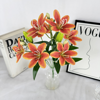 NINI Handgefertigte Künstliche Blumen im Klassischen Stil 8-Köpfiger Lilienstrauß 40cm Filmbeschichteter Realistischer Strauß für Abschlussfeier Weihnachten