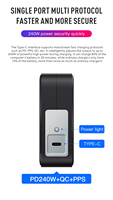 Chargeur rapide GaN 240 W PD3.1 de type C avec prise murale CE RoHS UE, sans câble, adaptateur secteur USB-C PD 240 W pour téléphone portable et ordinateur portable