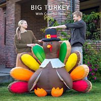 Dinde gonflable de Thanksgiving de 1,5 m de haut avec queue colorée et éclairage LED, décoration extérieure pour pelouse et jardin