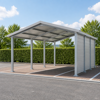 Abri de voiture pour 2 véhicules avec toit à pignon, bardage latéral et structure galvanisée pour maison et villa