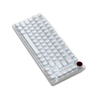 Clavier de jeu mécanique monobloc en aluminium blanc pur gravé sur le côté, interface USB, touches multimédias rétroéclairées, kit personnalisé