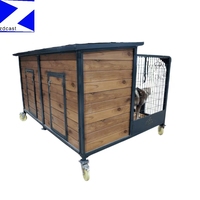 Niches pour chiens pliables et imperméables Zhengda avec design moderne en bois et acier inoxydable pour les races géantes/grandes, utilisation extérieure toutes saisons