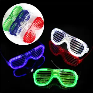 Óculos LED personalizados com 6 cores iluminadas para carnaval, óculos de sol com persianas LED para festas e lembrancinhas, óculos de sol brilhantes em néon escuro