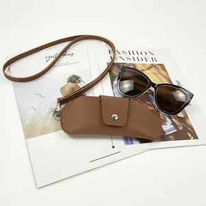 Sunglasses Brown Leather Organizer Eyeglass Chain For Phone Case Hang Bag Sunglasses Handbag Sunglass Cases Leather Pouch