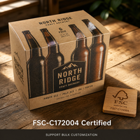 Boîtes d'expédition écologiques personnalisées pour bouteilles de bière, carton ondulé durable, matériaux recyclés, logo en relief pour artisanat