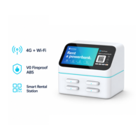 Máquina de Carga Compartida para Escritorio, 4 Ranuras, Gabinete de Carga Portátil con Pantalla Integrada, Solución de Carga Móvil Comercial