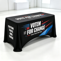 Housse de table personnalisée pour campagne électorale, en spandex extensible, style standard, avec logo imprimé sur mesure