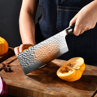 Couteau de Chef en Acier Damas Forgé et Martelé, Lame de 19,5 pouces à Tranchant Affûté, pour Trancher Légumes et Couper Viande, Manche en Bois, Chine