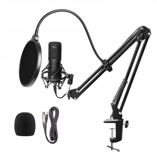 OEM D8885 Hot Studio Recording Condenser Microphone Kit Shock Mount Flexible Scissor Arm Stand Pop Filter Windscreen Connection