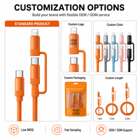 Kabel USB-C Dual Output 2-in-1 65W PD Tipe-C +27W 8Pin Pengisian Cepat TPE 1.5m Tembaga Berlapis Timah Multi Warna OEM untuk Komputer