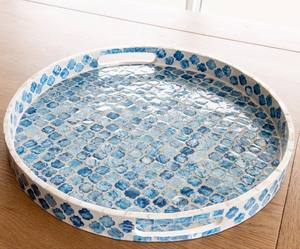 Elegante bandeja redonda hecha a mano para servir fregona bandeja de café con incrustaciones para el hogar bandejas decorativas para alimentos y bebidas al por mayor de Vietnam - Product Image 4