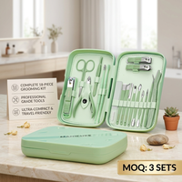Kit de Soins des Ongles de Luxe 18-en-1 avec Étui de Voyage Rigide – Ensemble Manucure Pédicure et Outils pour Ongles, Lime à Ongles pour Usage Professionnel en Salon