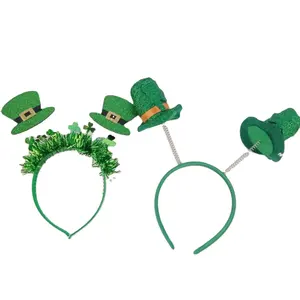 St. Patrick's Day Snap-On Stirnband Green Head Boppers-Zylinder-Party Kostüm Dekorationen