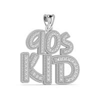 Pendentif personnalisé en moissanite certifiée GRA, taille brillant, lettres KID style années 90, style hip-hop glacé, bijoux unisexe pour enfants en argent 925