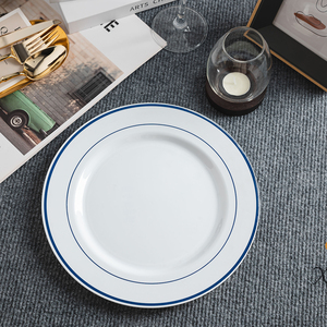 Wholesale Eco-Friendly Durable Gold/Silver Trim Plastic Plates Luxury Disposable <strong>Dinnerware</strong> for Weddings Galas Branding Events - Product Image 3