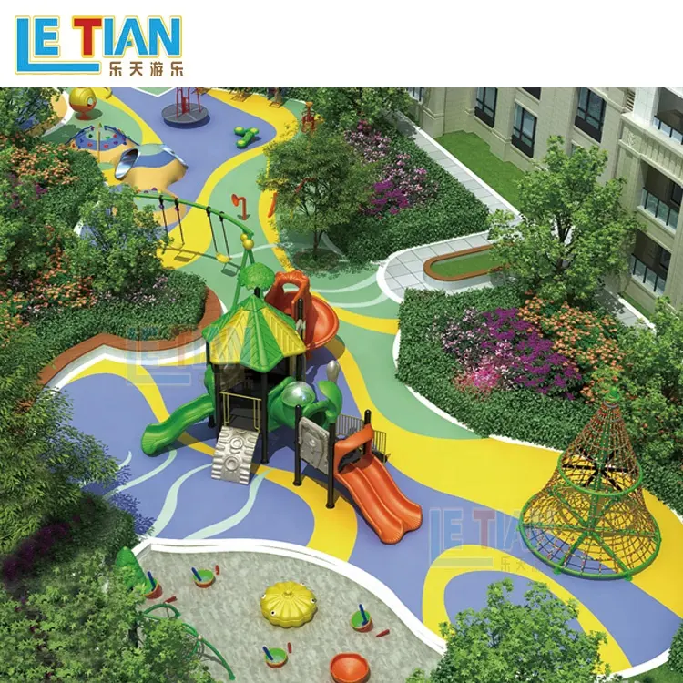 Оборудование для игровых площадок Guangzhou Letian, Большая пластиковая горка на заказ для детского сада и детского парка