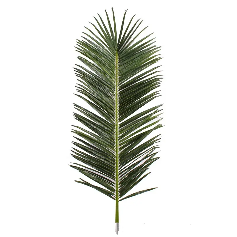 Commercio all'ingrosso decorativo in plastica di seta artificiale foglia di palma stelo a prova di UV resistente al vento foglia di palma da cocco