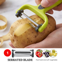 Éplucheur de cuisine 3-en-1 I&Y en acier inoxydable pour pommes de terre, pommes et légumes, avec lame rotative et brosse de nettoyage, ensemble éplucheur julienne