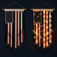 Bannière LED en tissu avec drapeau américain 4x2,3 pieds pour le 4 juillet et le Memorial Day, étanche IP44, pour intérieur/extérieur, alimentée par USB, lumières décoratives