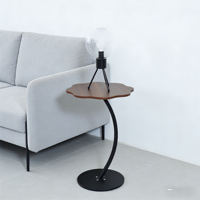 Table d'appoint en bois minimaliste moderne en forme de C - Design élégant, compact et léger, modèle MCS1107 pour canapé, salon et chambre à coucher