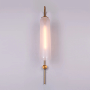 Applique murale LED moderne en métal brossé doré avec globe en verre dépoli pour salon et éclairage extérieur de maison, Lampes murales - Product Image 1