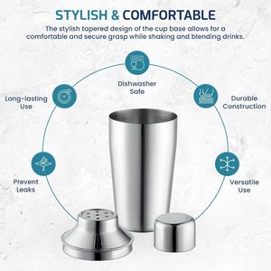 Shaker à cocktails en acier inoxydable, mini passoire, outils de bar en cuivre argenté, shaker manuel pour accessoires de bar à cocktails - Product Image 4