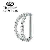 Anneau de nez articulé en titane F136 G23, demi-anneau en forme de D, 16G, zircon rond, bijoux de piercing pour femmes, tragus, cartilage, daith