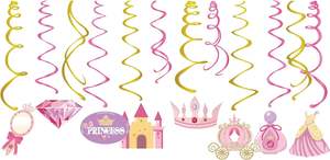 Princess Hanging Swirl Decorations Little Royal Queen Birthday Theme Pink Decor per bomboniere per Baby Shower da favola - Product Image 5