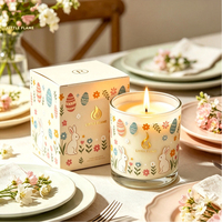 Lot de bougies parfumées de Pâques en gros sous marque privée, en pot de verre, motif lapin, en cire de soja, parfum floral printanier, coffret cadeau pour la maison