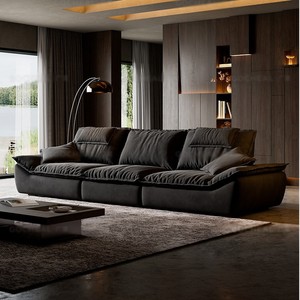 Sofá de Tela Esmerilada en Forma de L con Respaldo Ajustable, Asiento Profundo, Estilo Italiano Minimalista para Sala de Estar - Product Image 1