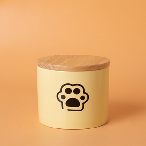 Urne funéraire en céramique de luxe avec motif de pattes et d'os, couvercle en bambou, hermétique et résistant à l'humidité, pour chiens et chats - Product Image 5