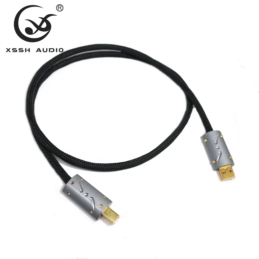 Data Draad Audio Video Lijnen Xssh Diy 6Mm Dia. 4 Core Ofc Plated Zilveren Dac Type A Naar Type B Extension 3.0 Usb Cord Kabel