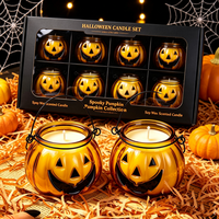 Bougie parfumée en cire de soja pour Halloween, pot citrouille Jack O'Lantern, décoration d'intérieur, cadeau