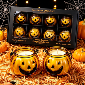 Velas Aromáticas de Cera de Soya para Halloween, Vela Perfumada en Frasco con Forma de Calabaza <span class=keywords><strong>Jack</strong></span> O'Lantern, Decoración para el Hogar, Regalo - Product Image 5