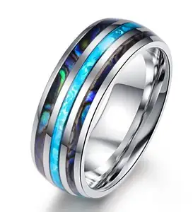 Top Quality Cuban Ring Stainless Steel Men's Rings Meteorite Opal Starry Sky Stainless Ring for Men