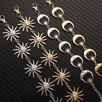 Vente en gros de ceinture à chaîne en argent et or avec tournesol de grande taille en métal longue taille corps ventre ceinture à chaîne bijoux accessoires